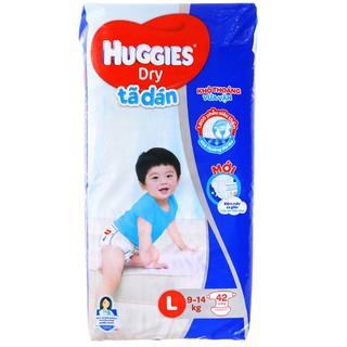 [CHÍNH HÃNG] Bỉm - Tã Dán Huggies Dry Size L42 (Cho bé 9-14kg)