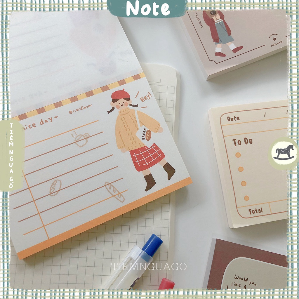 Tập 80 Note B7 Caramel Melody Giấy Note Ghi Chú Cute Dễ Thương Trang Trí Bullet Journal - Tiệm Ngựa Gỗ