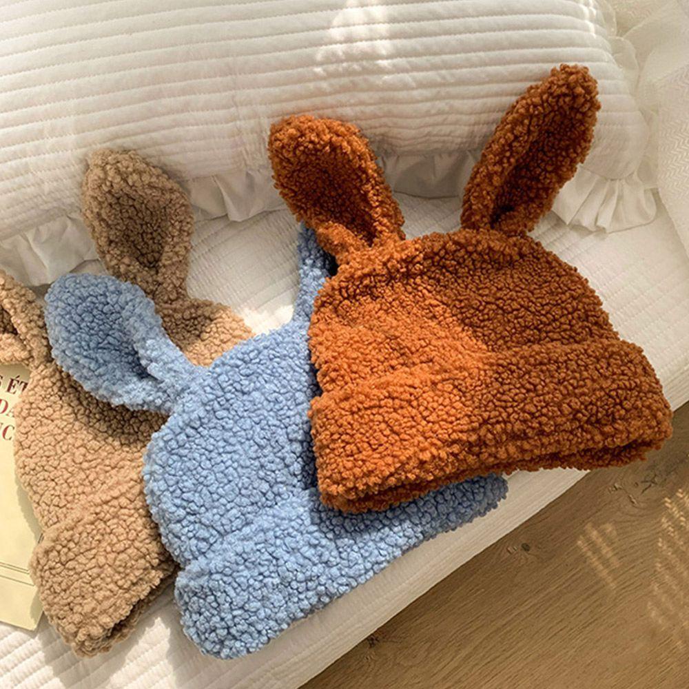 Mũ Beanie Tai Thỏ Mềm Mại Giữ Ấm Cho Nữ
