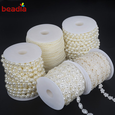 Chuỗi hạt ngọc trai BEADIA nhân tạo ABS màu ngà làm trang sức diy
