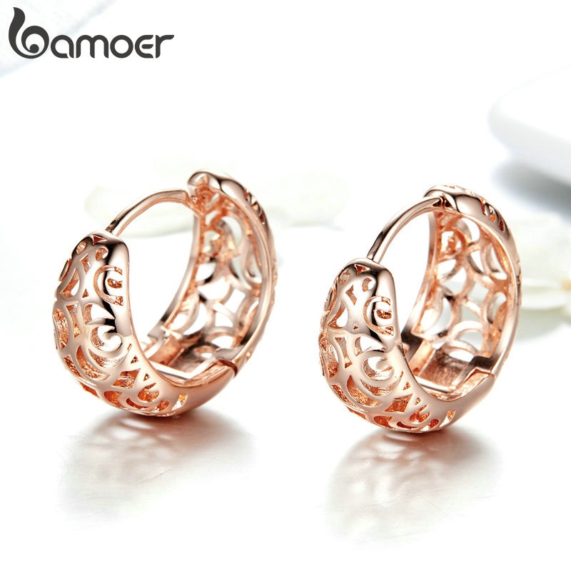 Đôi bông tai BAMOER hình hoa rỗng thời trang dành cho nữ