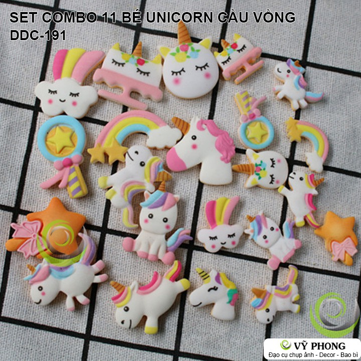 SET COMBO 10 BÉ UNICORN CẦU VỒNG TRANG TRÍ DECOR CHỤP HÌNH ĐẠO CỤ CHỤP ẢNH SẢN PHẨM INS DDC-191