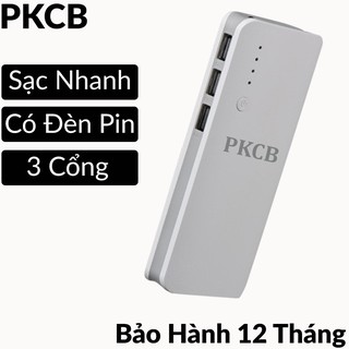 Pin Sạc dự phòng 12,000 Mah 2.1A Độ Bền Cao PKCB60 Nhanh Đầy 3 Cổng Có Đèn Pin Có Thể Dùng Cho iPhone