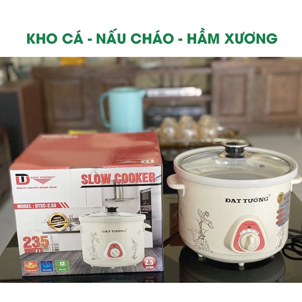 Nồi kho cá nấu cháo chậm đa năng Đạt Tường 1,5 Lít - 2,5 Lít