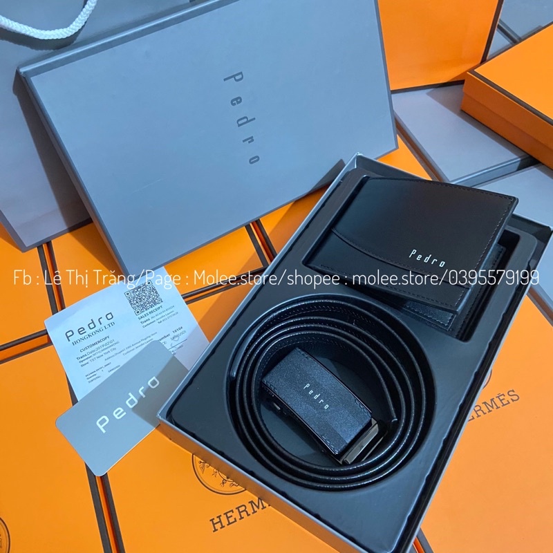 Set 2 món gồm thắt lưng và ví FULL bill + box dành cho nam