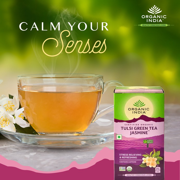 Trà tulsi hoa nhài - Organic India Tulsi Green Tea Jasmine - bollybeauty