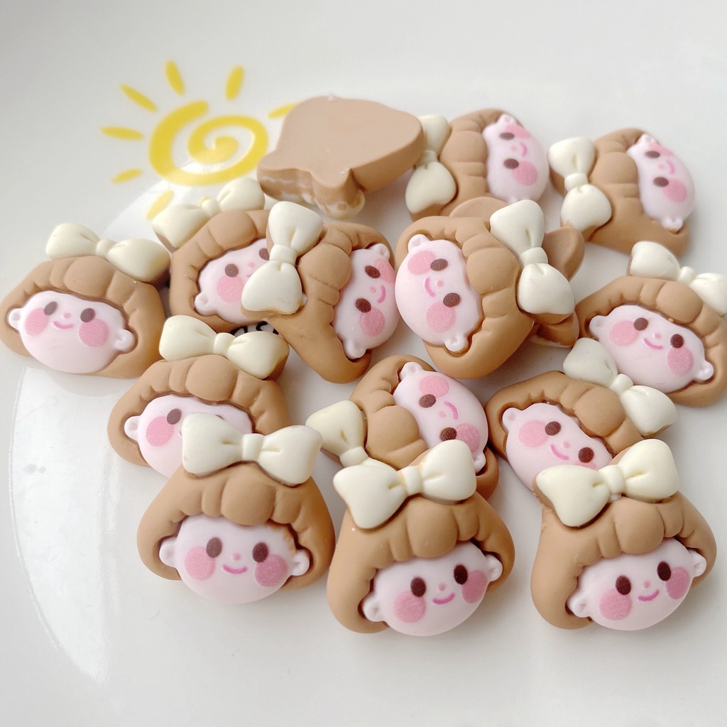 Bộ 10 Miếng Dán Trang Trí Điện Thoại/ Giày Dép Hình Đầu Cô Gái Dễ Thương DIY