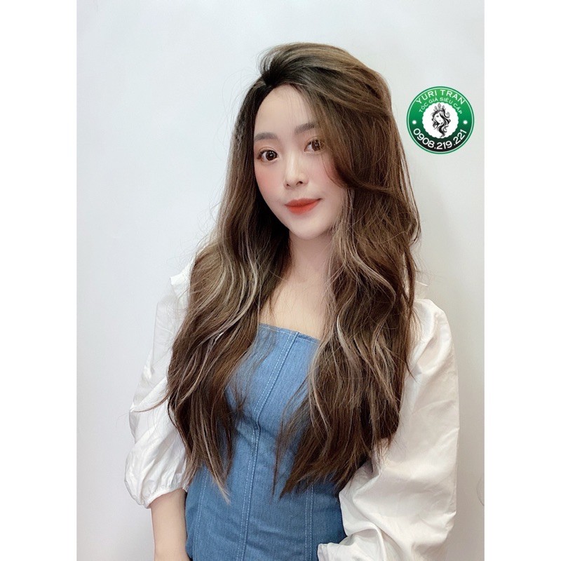 TÓC GIẢ NGUYÊN ĐẦU NÂU LIGHT BẠCH KIM 2 MÁI 7/3