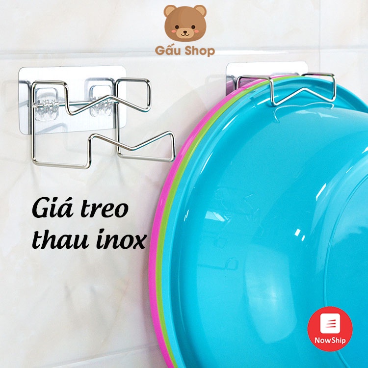 Móc treo thau chậu, đồ, khăn dán tường nhà tắm chịu lực siêu chắc siêu bền inox 304