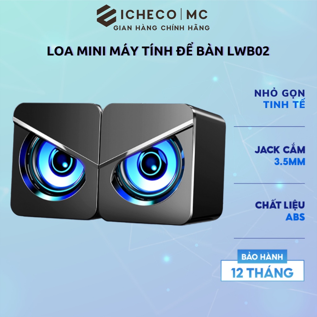 Loa máy tính mini để bàn có dây chuyển màu kết nối với laptop vi tính ICHECO LW02