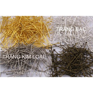 (25cây)đinh đầu bằng,đinh xỏ hạt cườm, đinh xỏ đất sét nhật [nguyên liệu thủ công, phụ liệu handmade]