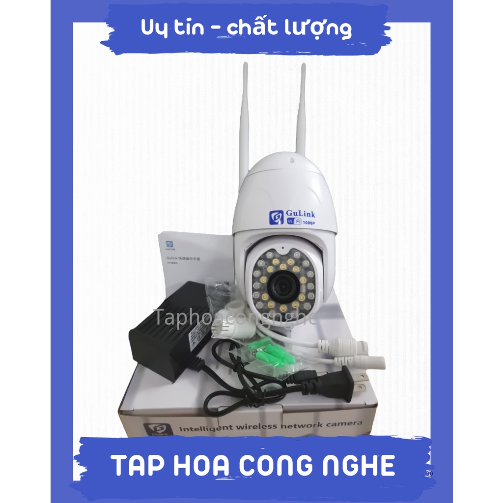 Camera GULINK WIFI ngoài trời 2 râu có LAN xoay 360 độ 26LED