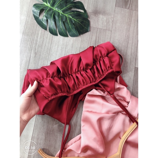 ❌HOT❌❌❌Đồ ngủ sexy hai dây, đồ ngủ hai dây nơ satin loại 1 mềm mịn mát