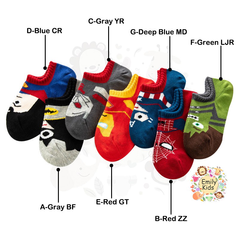 Vớ 100% Cotton Thoáng Khí In Họa Tiết Marvel Avengers Superman Dành Cho Trẻ Em 1-9 Tuổi