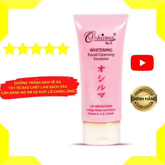 [SẠCH SÂU] Gel Sữa Rửa Mặt Sáng Da Nhật Bản Oshirma Phục Hồi, Chống Nắng, Chống Lão Hóa Cho Da Nhạy Cảm, Da Khô, Da Dầu