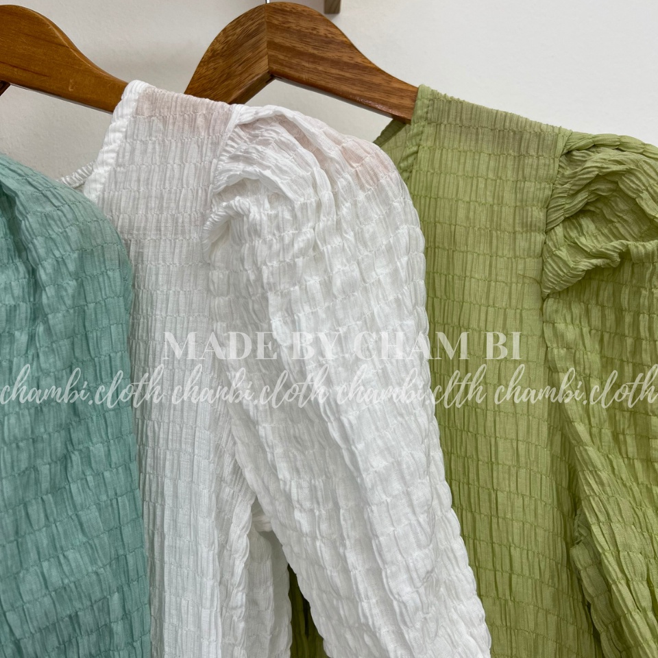 Váy kiểu tiểu thư V.118, Váy babydoll xòe tầng xốp nhăn cúc ngực tay bồng ngọt ngào - Thời trang nữ Chấm Bi