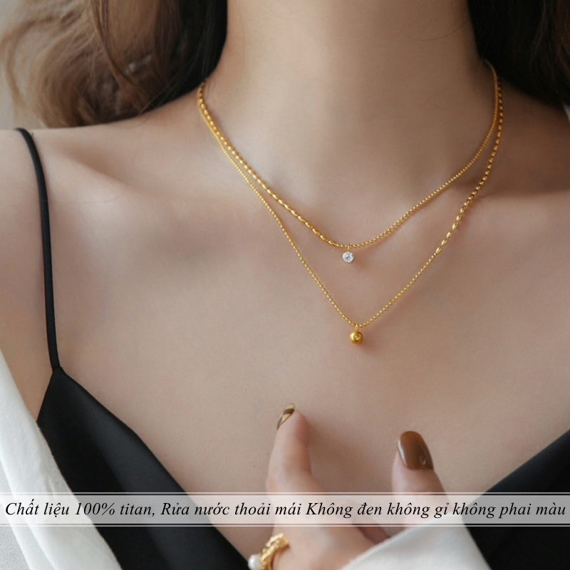 Vòng cổ titan nữ không gỉ thiết kế dây dạng bi mới lạ thời trang phong cách hàn quốc nhẹ nhàng mẫu mới 2022
