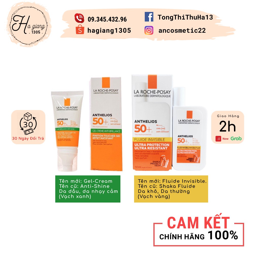 Kem Chống Nắng La Roche Posay Anthelios Anti-Shine Gel Cream SPF 50+ Cho Da Dầu, Fluide Invisible - da khô