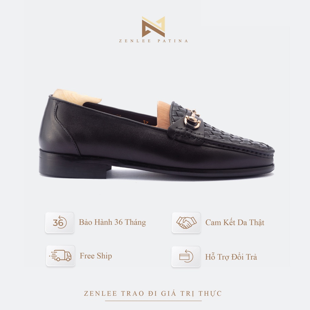 Giày lười da nam thủ công Patina ZENLEE LDDX01 kiểu dáng Tassel Loafer mặt da đan da bê thật bảo hành trọn đời
