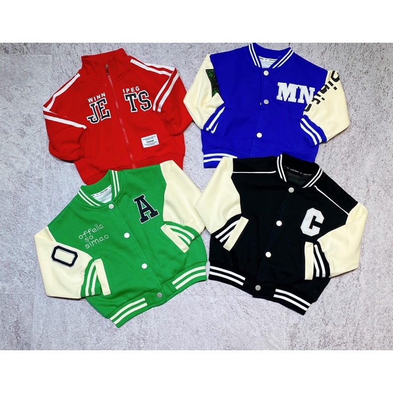 Áo Khoác Bomber Hàng Nhập QC Cho Bé Trai Bé Gái Size 12-30kg