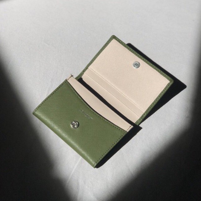 VÍ MINI TINY LEMONT DA BÒ THẬT - XANH RÊU XÁM | BigBuy360 - bigbuy360.vn