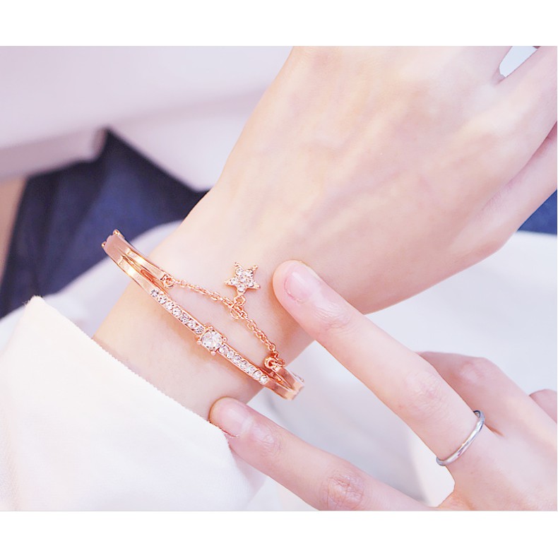 Vòng tay nữ hợp kim đính đá ULA BOUTIQUE phong cách Hàn Quốc quý phái , cá tính trẻ trung