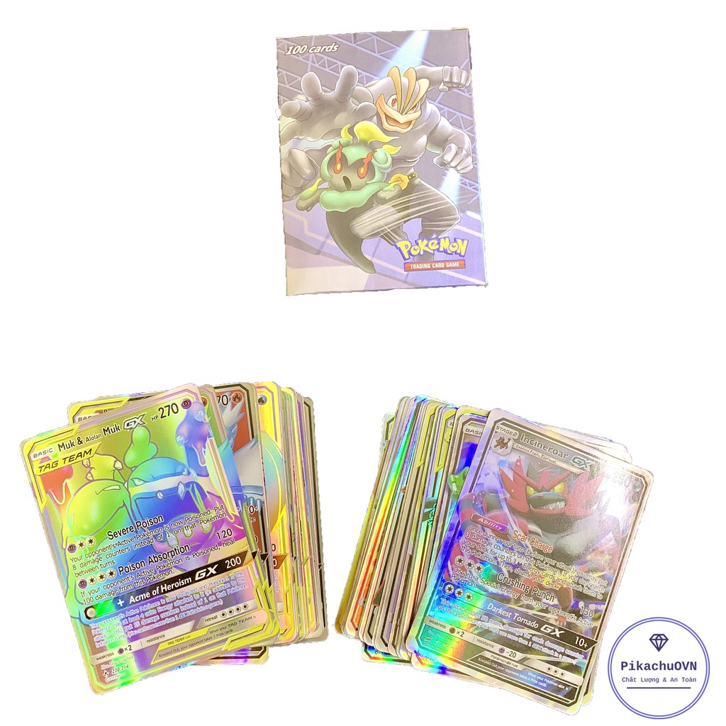 Bộ Thẻ Bài Chơi Pokemon 100 Thẻ Gx Chơi Đối Kháng New Đẹp