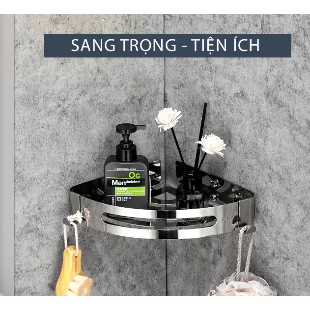 Kệ góc nhà tắm inox 304 cao cấp dán tường , Không Cần Khoan Đục, Chịu Tải Siêu Lớn Tiện Ích MKS015