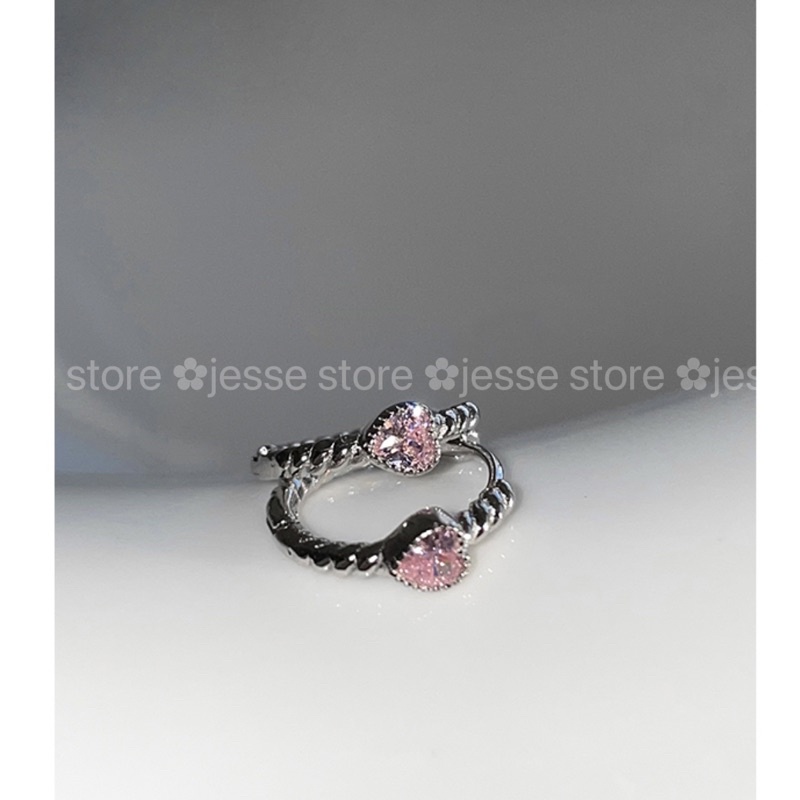 1 cái  khuyên tim màu đá pink T11 jesse store