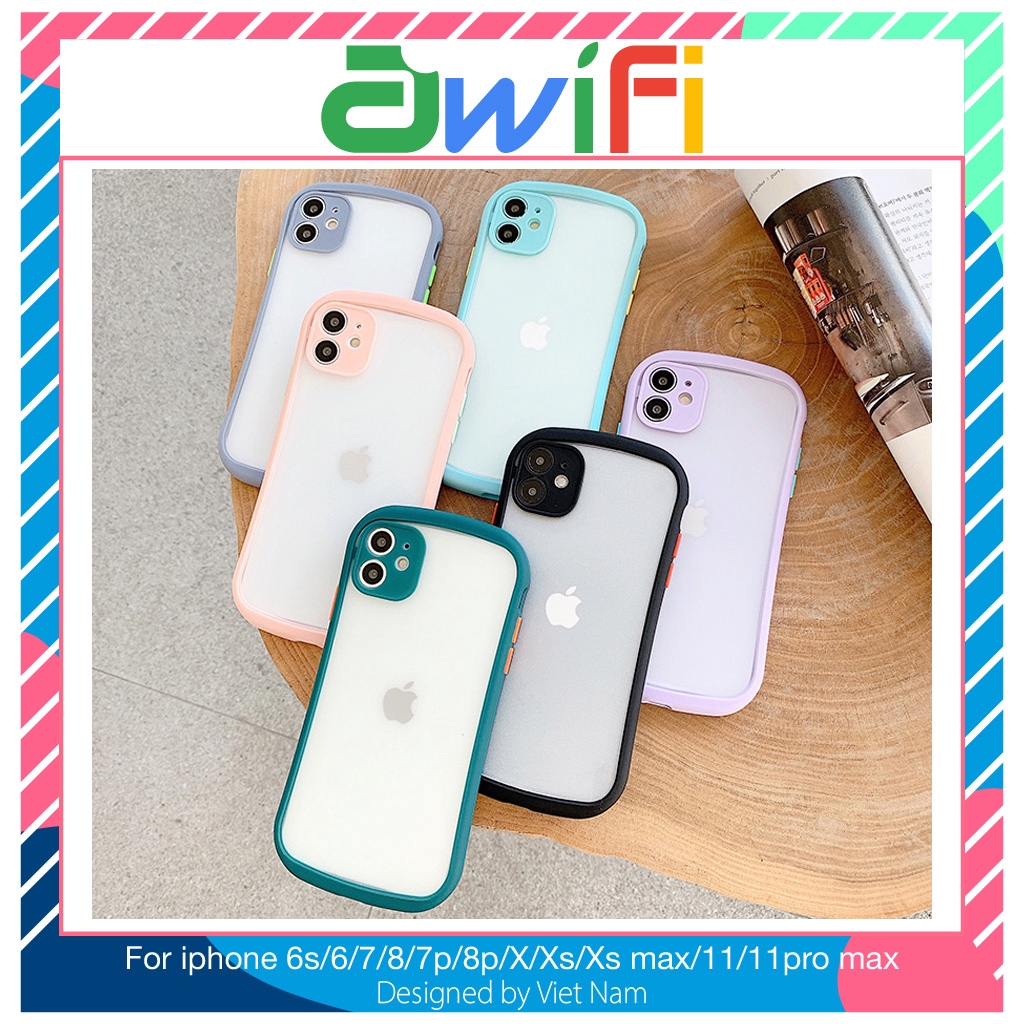 Ốp lưng iphone nhám mờ viền cong 5/5s/6/6plus/6s/6splus/7/7plus/8/8plus/x/xr/xs/11/12/pro/max/plus/promax - Awifi S5-7