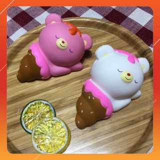 [RẺ NHẤT] Squishy Kem Ốc Quế Gấu Lười