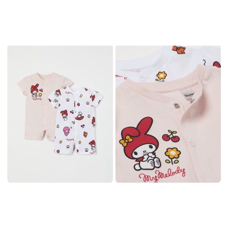 [HM AUTH] Set 2 bộ liền thân cộc tay hình HELLO KITTY cho bé gái săn sale hàng chính hãng