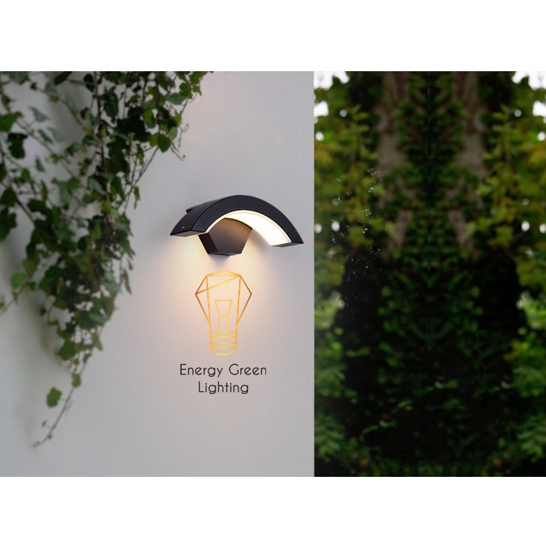 Đèn Tường Energy Green Lighting Cong 18w Thân Nhôm Chống Nước DT-4141 Decor Vintage - Cảm Biến Chuyển Động