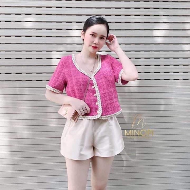 Áo dạ tweed hồng