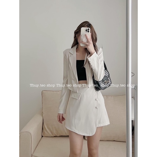 [Hàng mới] SET ÁO BLAZER CROPTOP PHỐI QUẦN GIẢ VÁY