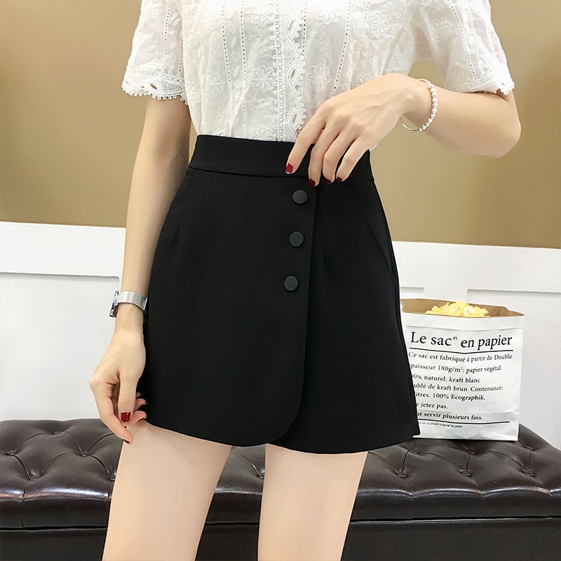 Quần váy dáng chữ a ngắn, quần giả váy lưng cao khối 3 khuy có quần bên trong Mia Shore