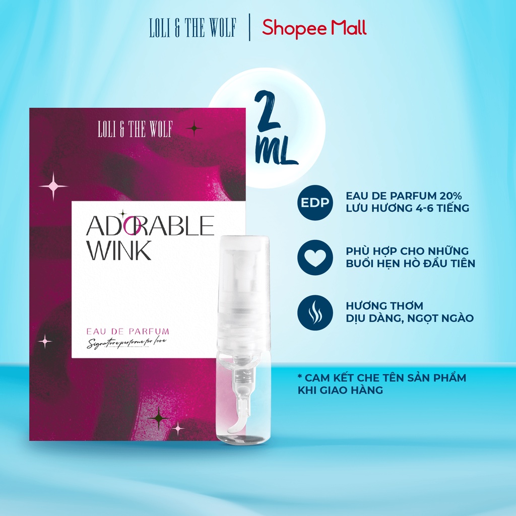 Nước Hoa Nữ Loli The Wolf Thơm Lâu Chính Hãng Adorable Wink Eau De Parfum Chai 2ml Nhỏ Gọn
