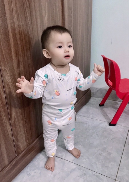 Bộ dài tay thun lạnh PEEKABOO in hoạ tiết thú dễ thương cho bé