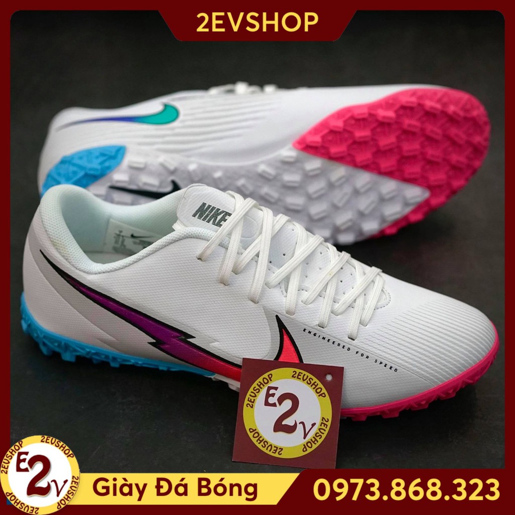 Giày Đá Bóng 𝗧𝗙 𝗡𝗶𝗸𝗲 𝗠𝗲𝗿𝗰𝘂𝗿𝗶𝗮𝗹 𝟭𝟰 Trắng Xanh Ngọc Đã Khâu
