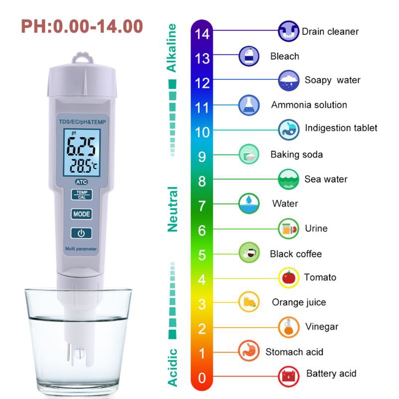 WER 4 in 1 PH/TDS/EC/Temperature Meter PH Meter Digital Water Quality Monitor Tester