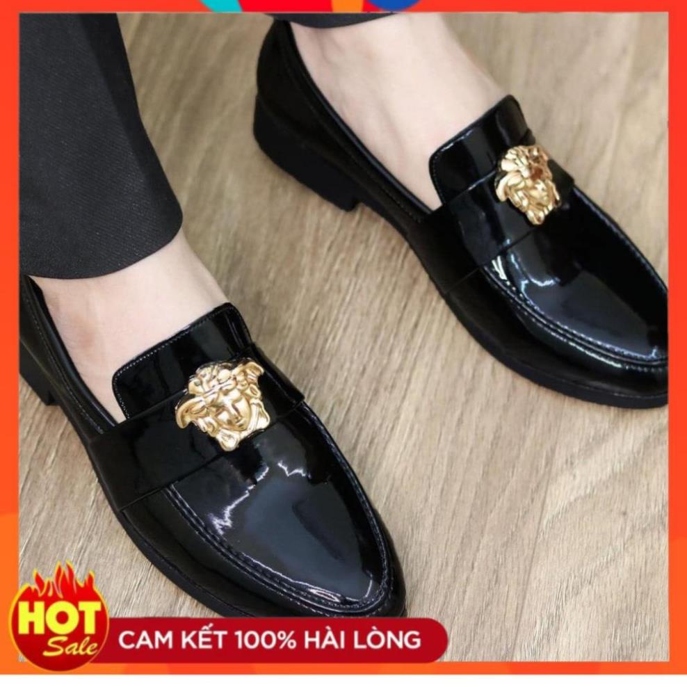 ✴️ Giày Lười Da Bóng Nam Giá Rẻ -Tăng Chiều Cao 3cm - Mã L182 Màu Đen. ,