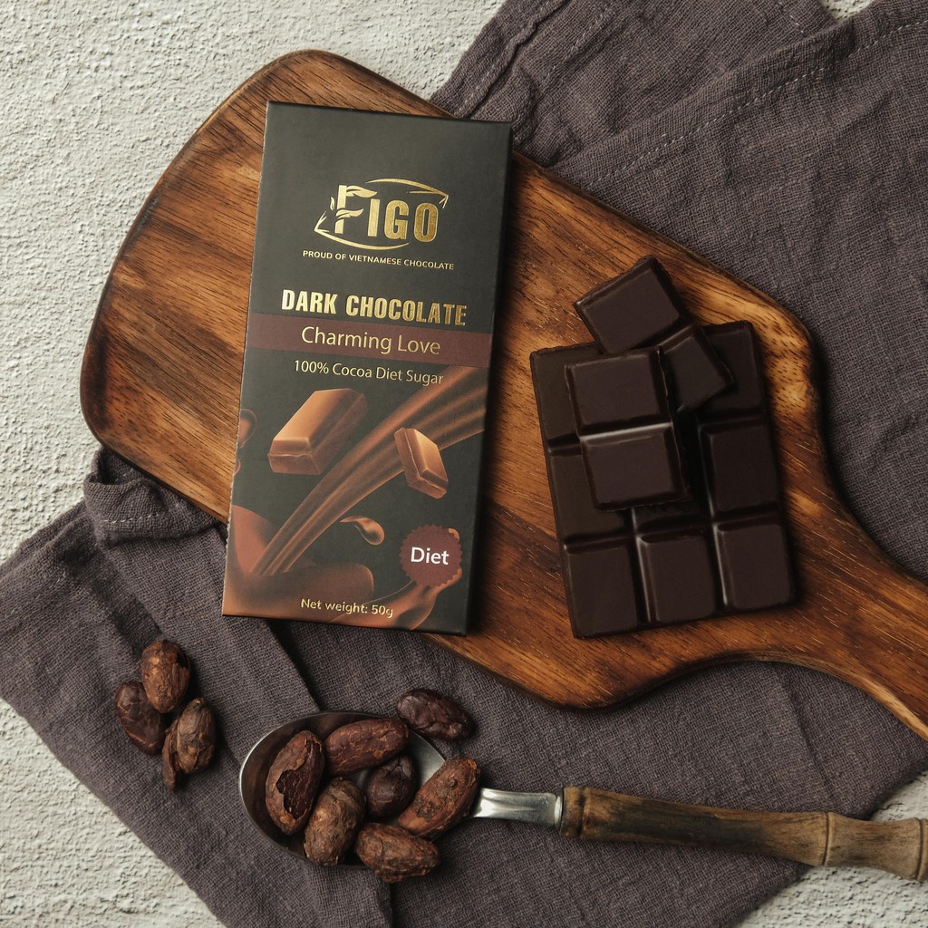 Thanh Dark Chocolate 85% Cacao 50g FIGO, Yourshop, Ăn Vặt Giảm Cân, Ăn Kiêng - Chocolate Figo