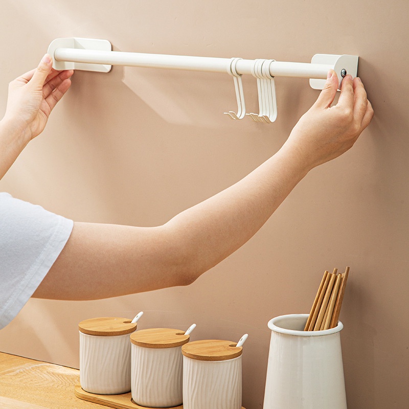 Giá Treo Dụng Cụ Nấu Ăn Gắn Tường Không Cần Đục Lỗ Màu Trắng