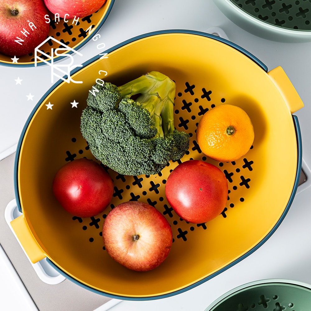 Rổ nhựa hai lớp đựng trái cây rau củ SY1727 (Màu ngẫu nhiên)