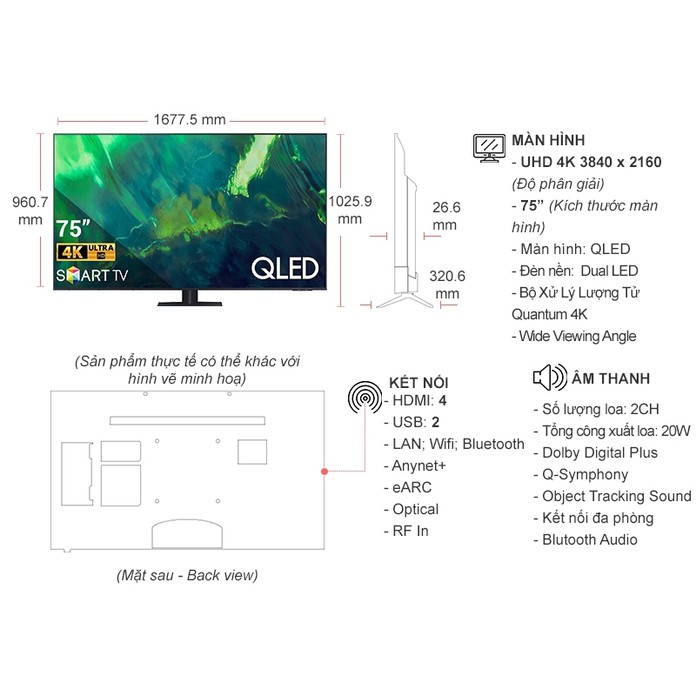 Smart Tivi QLED 4K Samsung 75 Inch QA75Q70AAKXXV (Miễn phí giao tại HCM-ngoài tỉnh liên hệ shop)