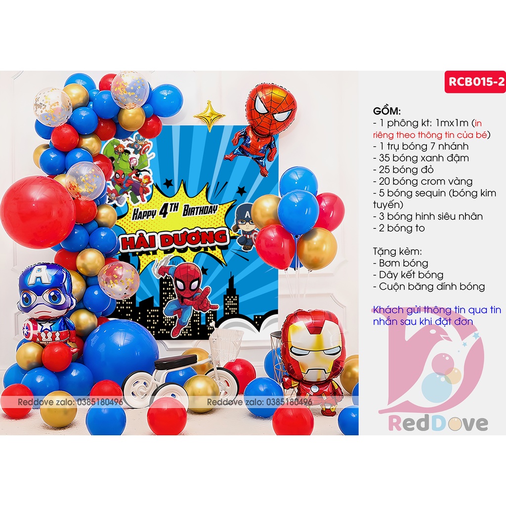 Set bóng sinh nhật siêu nhân cho bé trai