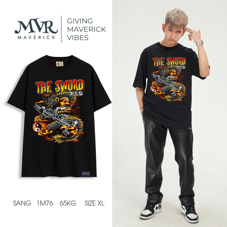 Áo thun nam phông nữ thanh kiếm và con rồng lửa unisex phong cách big size MVR BB4328