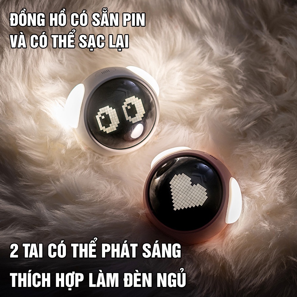 ĐỒNG HỒ BÁO THỨC, ĐỒNG HỒ ĐỂ BÀN XIAOMI EMOJI THÔNG MINH 5IN1 KIÊM ĐÈN NGỦ CẢM BIẾN ÂM THANH HIỂN THỊ CẢM XÚC SMART 5IN1