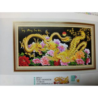 tranh đính đá cao cấp rồng phượng long phụng sum vầy kt 100x55cm