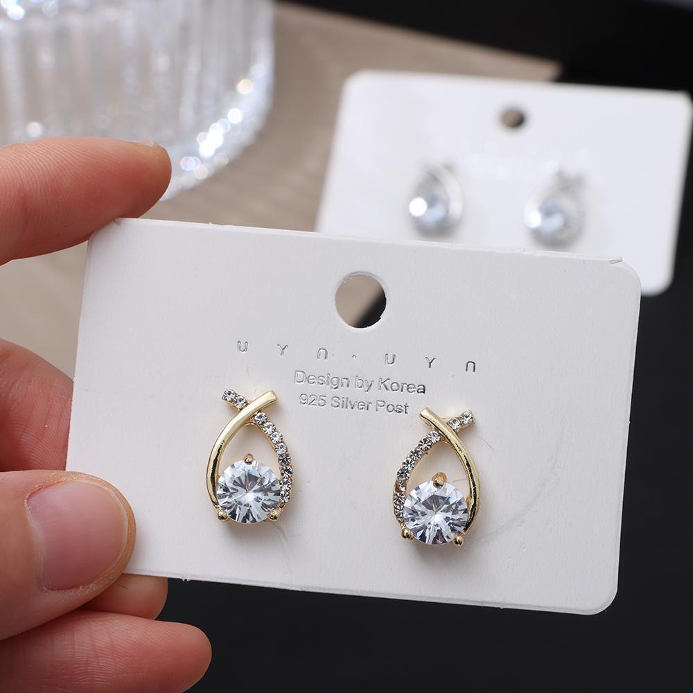 HS Bông Tai Mạ Vàng 18k Hình Thánh Giá Nhiều Màu Sắc Thời Trang